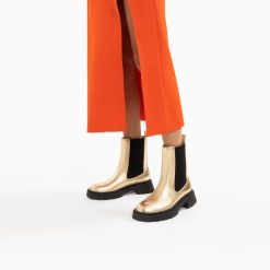 Vanessa Wu Bottines | Bottines Chelsea Phoebe Or A Semelle Oversize