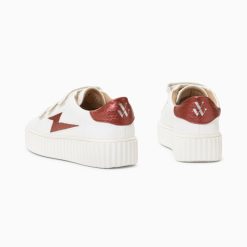 Vanessa Wu Sneakers | Baskets Eclair Eva Blanc Et Bordeaux Serpent A Scratchs