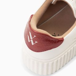 Vanessa Wu Sneakers | Baskets Eclair Eva Blanc Et Bordeaux Serpent A Scratchs