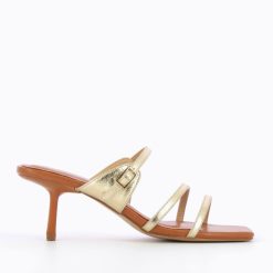 Vanessa Wu Sandales A Talon, Compensees | Mules Kitten Heel Axelle Or