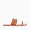 Vanessa Wu Sandales Plates | Mules Cloutees Laeticia Camel A Passe-Pouce