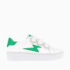 Vanessa Wu Sneakers | Baskets Eclair Larissa Blanches A Details En Satin Vert