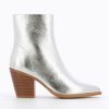 Vanessa Wu Bottines | Bottines A Talon Julia Argent Effet Texture