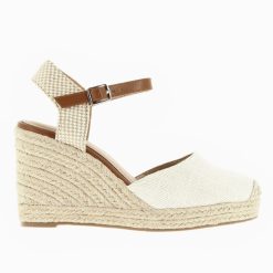 Vanessa Wu Sandales A Talon, Compensees | Sandales Compensees Lilou Beige Clair Effet Tisse