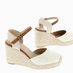 Vanessa Wu Sandales A Talon, Compensees | Sandales Compensees Lilou Beige Clair Effet Tisse