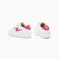 Vanessa Wu Sneakers | Baskets Eclair Mini Vicky Blanc Et Fuchsia A Scratchs