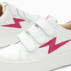 Vanessa Wu Sneakers | Baskets Eclair Mini Vicky Blanc Et Fuchsia A Scratchs