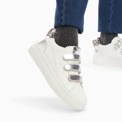 Vanessa Wu Sneakers | Baskets Eclair Oxanna Blanches A Scratchs Argent