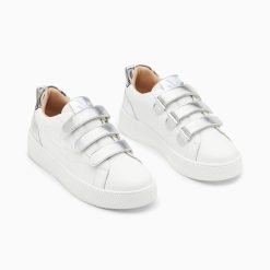 Vanessa Wu Sneakers | Baskets Eclair Oxanna Blanches A Scratchs Argent