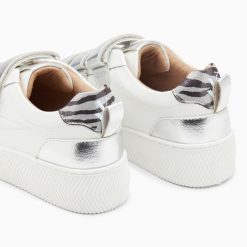 Vanessa Wu Sneakers | Baskets Eclair Oxanna Blanches A Scratchs Argent