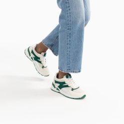 Vanessa Wu Sneakers | Baskets Montorgueil Blanc Casse Et Vert A Lacets