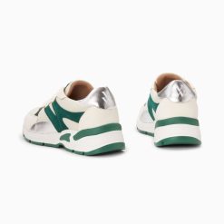 Vanessa Wu Sneakers | Baskets Montorgueil Blanc Casse Et Vert A Lacets