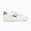 Vanessa Wu Sneakers | Baskets Eclair Willow Blanc Et Bronze Effet Miroir A Scratchs