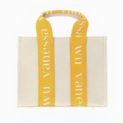 Vanessa Wu Sacs | Petit Sac A Main Shopper Ophra Beige Et Jaune