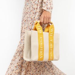 Vanessa Wu Sacs | Petit Sac A Main Shopper Ophra Beige Et Jaune