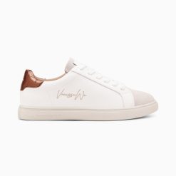 Vanessa Wu Sneakers | Baskets Isabella Blanc Et Bronze A Lacets