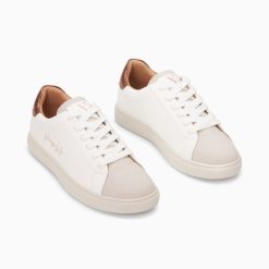 Vanessa Wu Sneakers | Baskets Isabella Blanc Et Bronze A Lacets