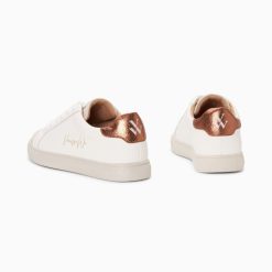 Vanessa Wu Sneakers | Baskets Isabella Blanc Et Bronze A Lacets