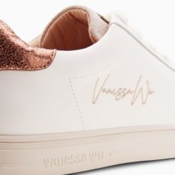 Vanessa Wu Sneakers | Baskets Isabella Blanc Et Bronze A Lacets