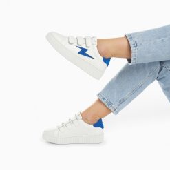 Vanessa Wu Sneakers | Baskets Eclair Vicky Blanc Et Bleu A Scratchs