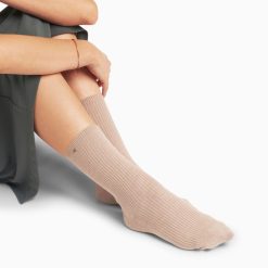 Vanessa Wu Chaussettes | Chaussettes Ella Taupe Cotelees