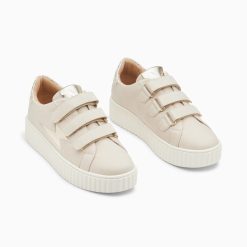 Vanessa Wu Sneakers | Baskets Eclair Pomeline Beige Et Or A Scratchs