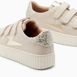 Vanessa Wu Sneakers | Baskets Eclair Pomeline Beige Et Or A Scratchs