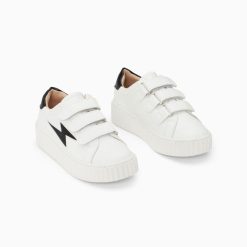 Vanessa Wu Sneakers | Baskets Eclair Mini Elsa Blanc Et Noir Croco A Scratchs