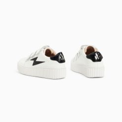 Vanessa Wu Sneakers | Baskets Eclair Mini Elsa Blanc Et Noir Croco A Scratchs