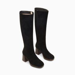 Vanessa Wu Bottes, Cuissardes | Bottes Nia Noires A Talon Bois